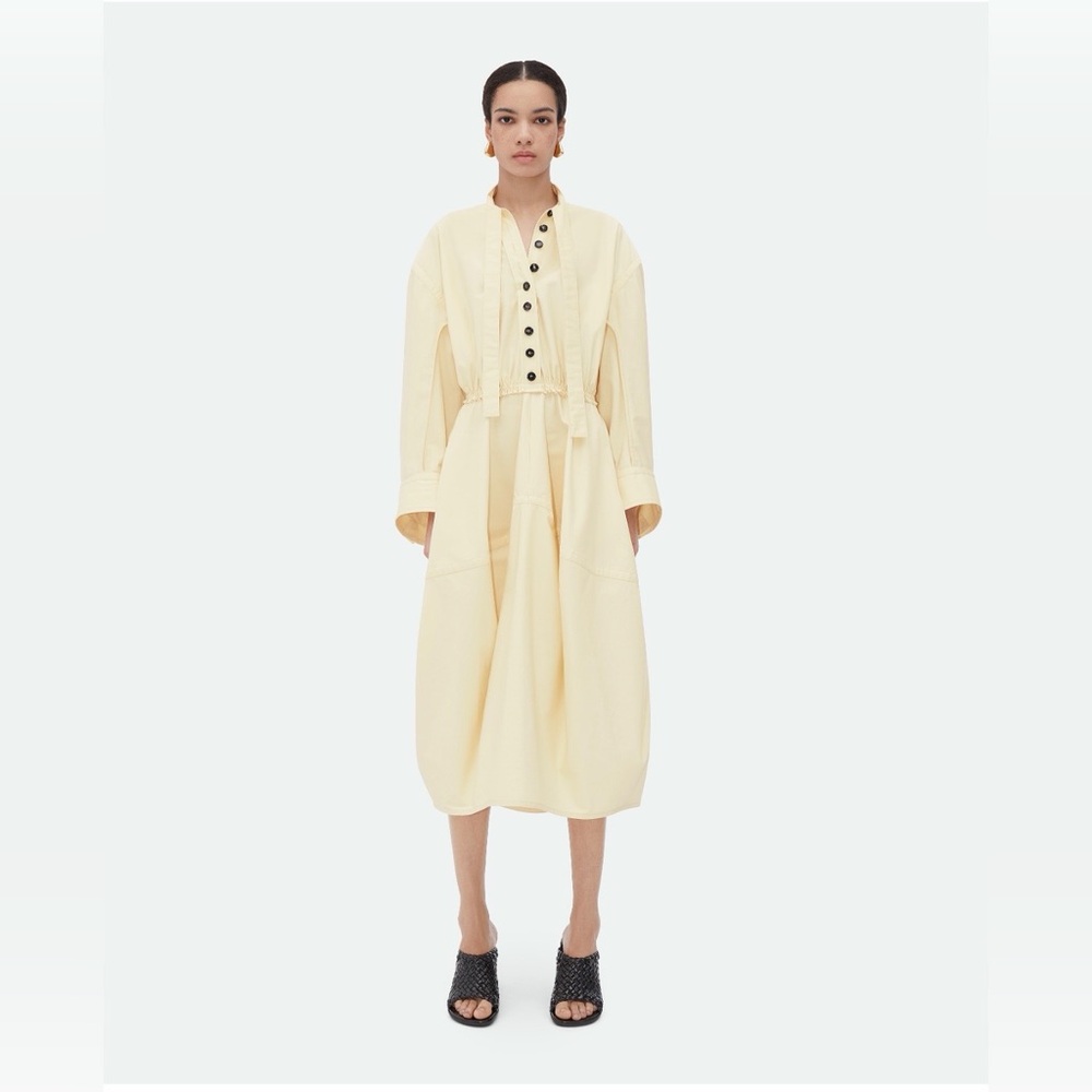 BOTTEGA VENETA BALLOON SHAPE COTTON TWILL DRESS Size 38 $3035